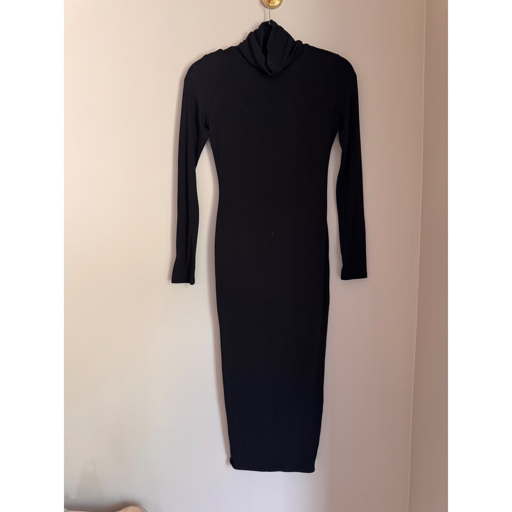 Naked Wardrobe‎ Black Turtleneck Midi Dress Long Sleeve Bodycon NW-D0314 Size M